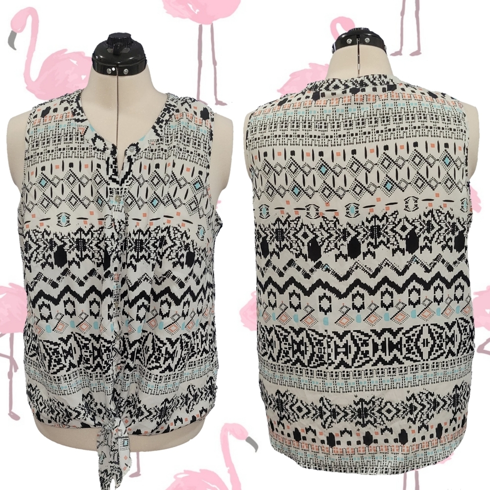 Daniel Rainn Knot Front Sleeveless Blouse